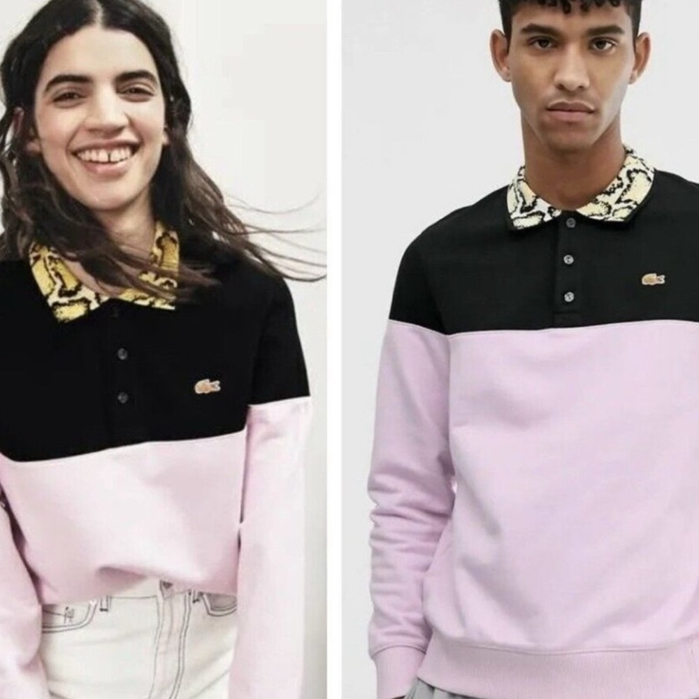 Lacoste x Opening Ceremony Light Pink Polo with Patterned Collar size small